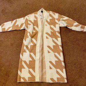 Houndstooth Long Open Cardigan | Ann Taylor